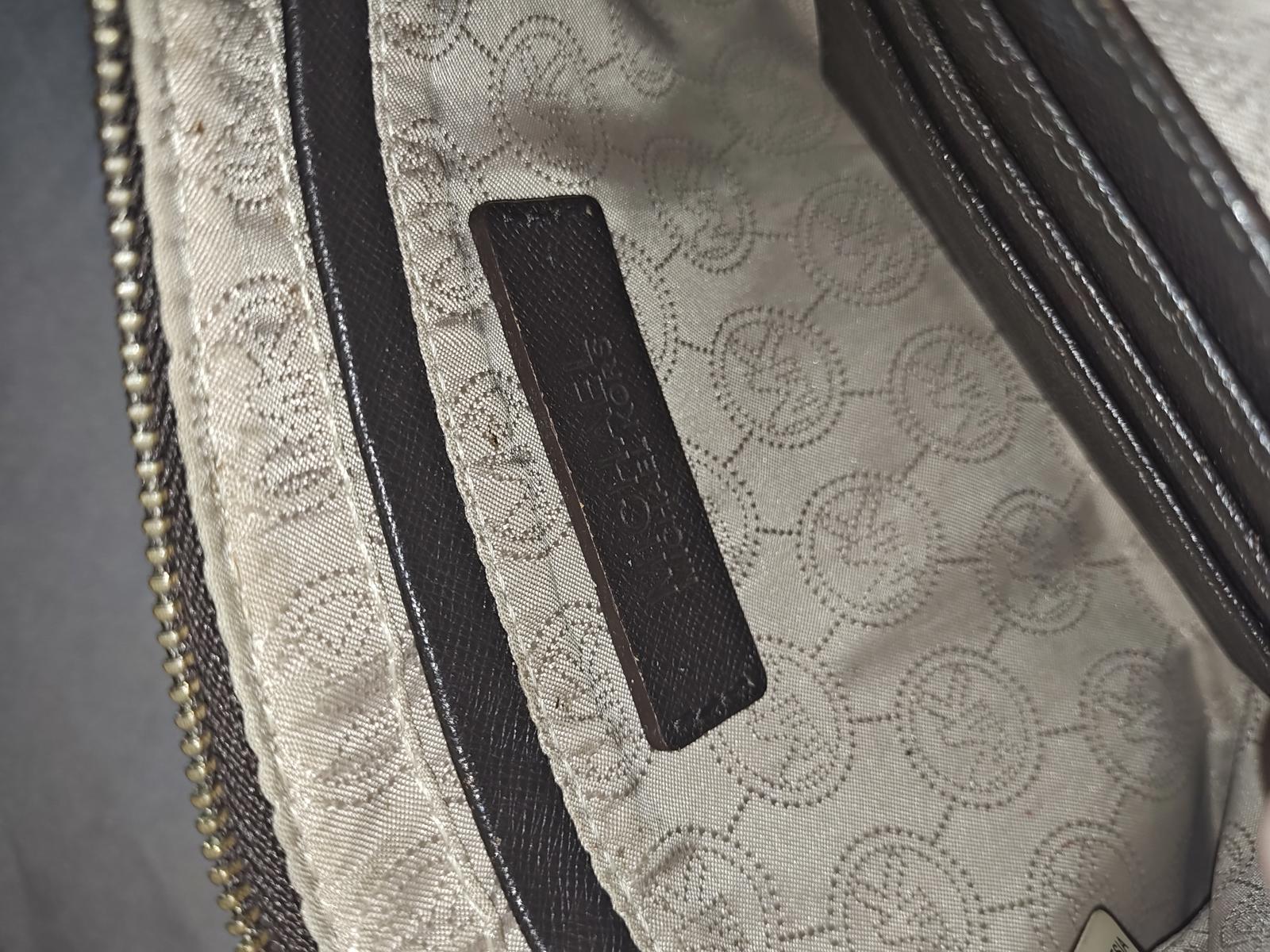 Michael Kors Signature Wristlet Pouch Brown Coated Canvas Wallet Clutch Handbag