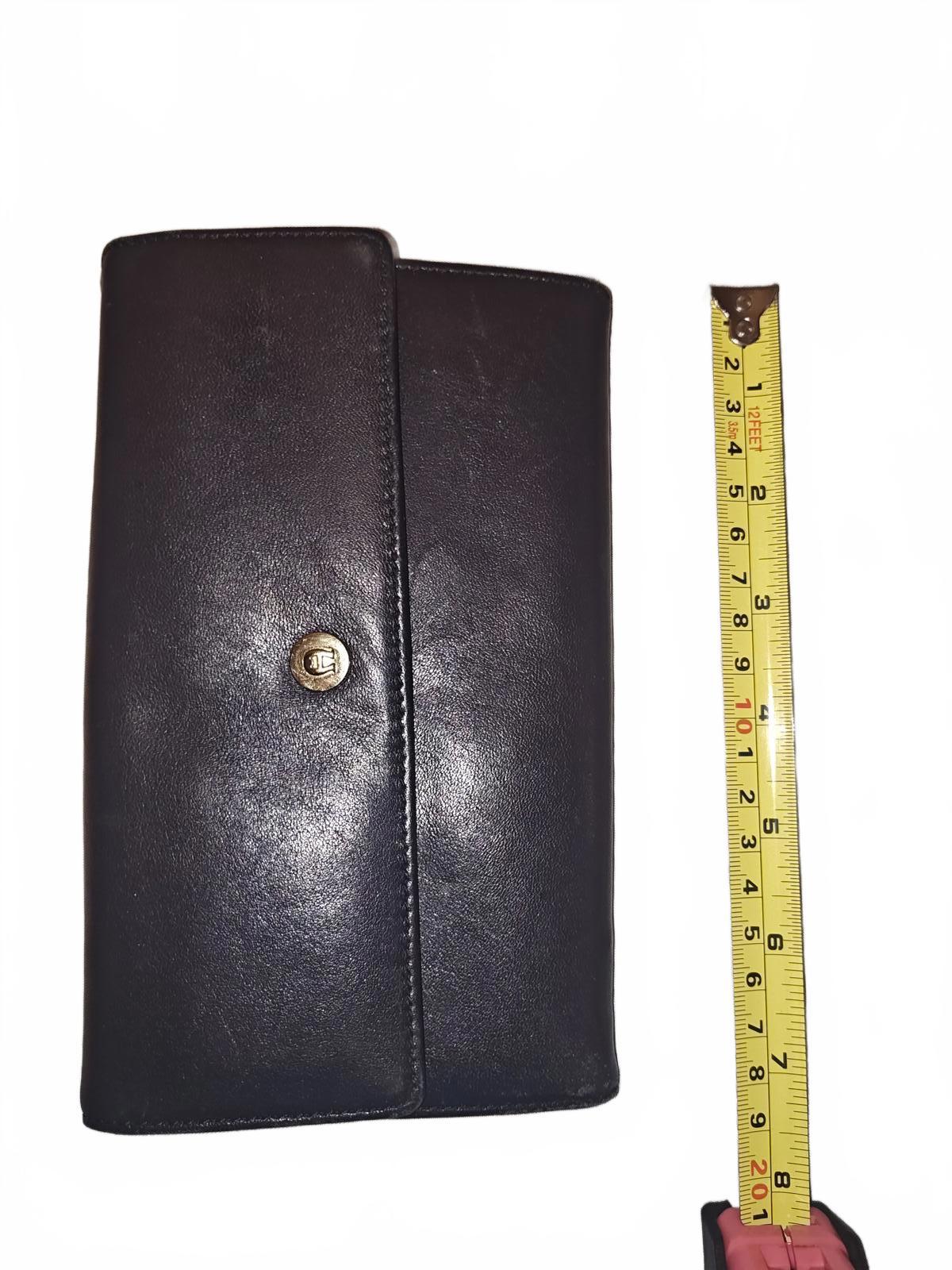 Etienne Aigner Leather Wallet with Gold Button Closure