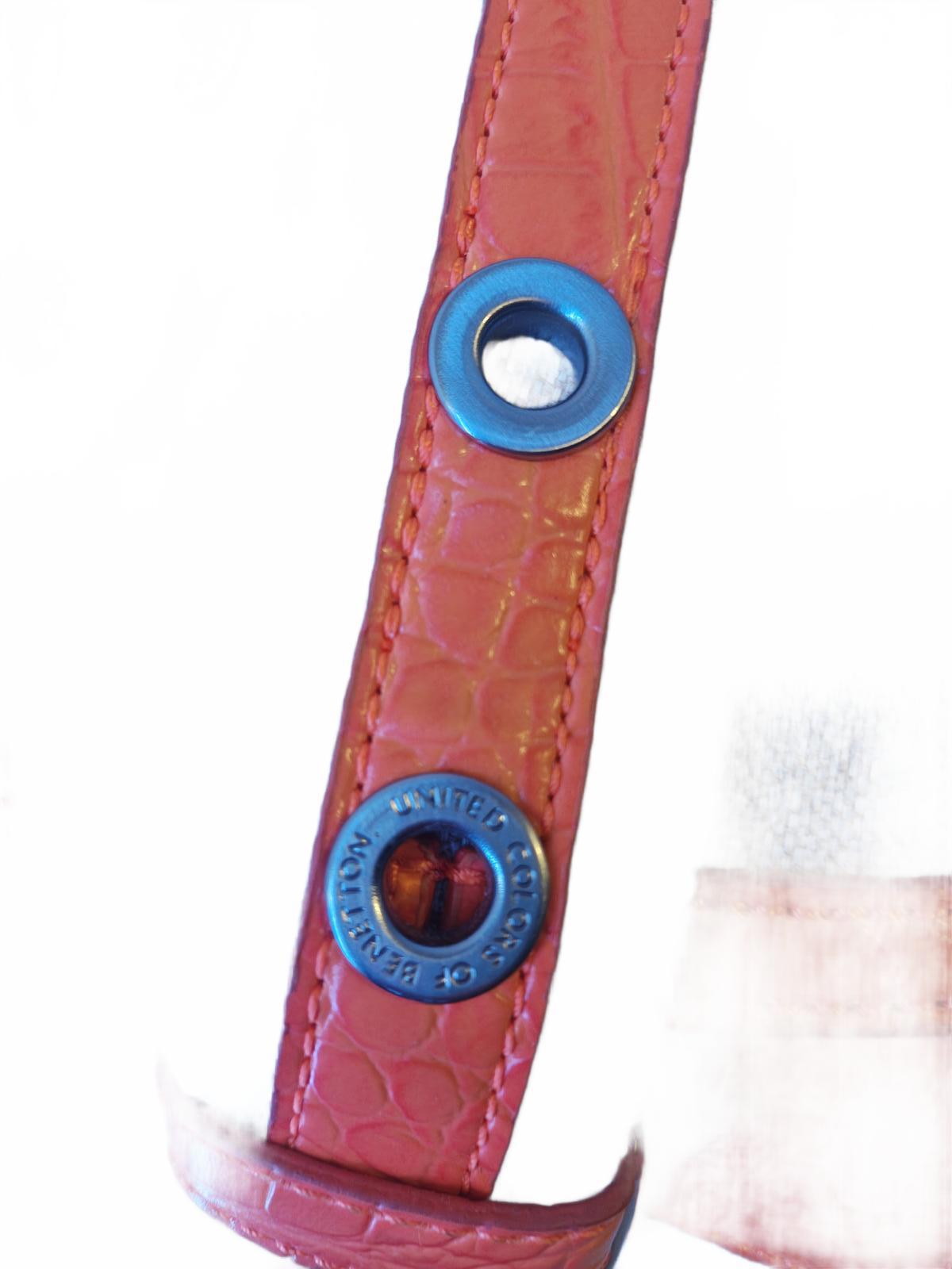 United Colors of Benetton Vintage Hobo Bag Canvas & Faux-Croc Shoulder Purse