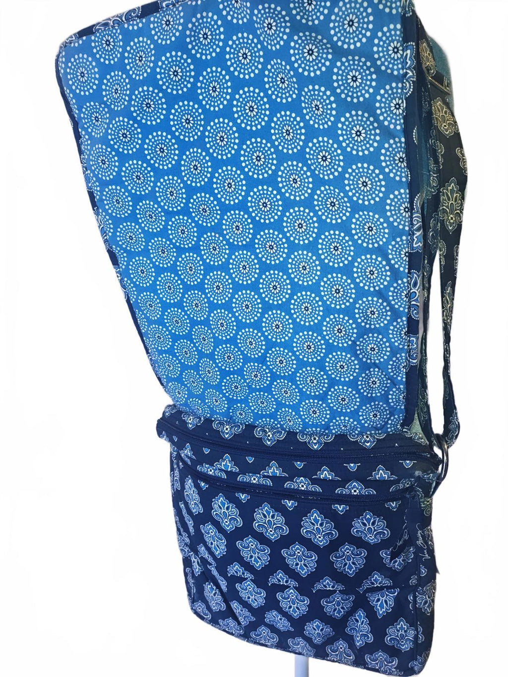 Vera Bradley Quilted Cotton Crossbody Purse | Navy Blue Paisley Hipster Style