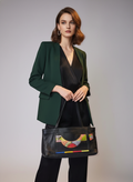 Ilze Heider Black Leather Tote | Artisan Handbag | Patchwork Applique Bag