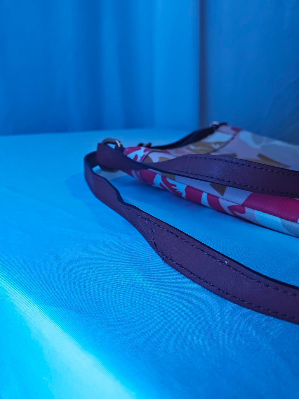 Fossil Key-Per Pink Floral Crossbody Bag | Canvas & Leather Trim Purse Boho Y2K