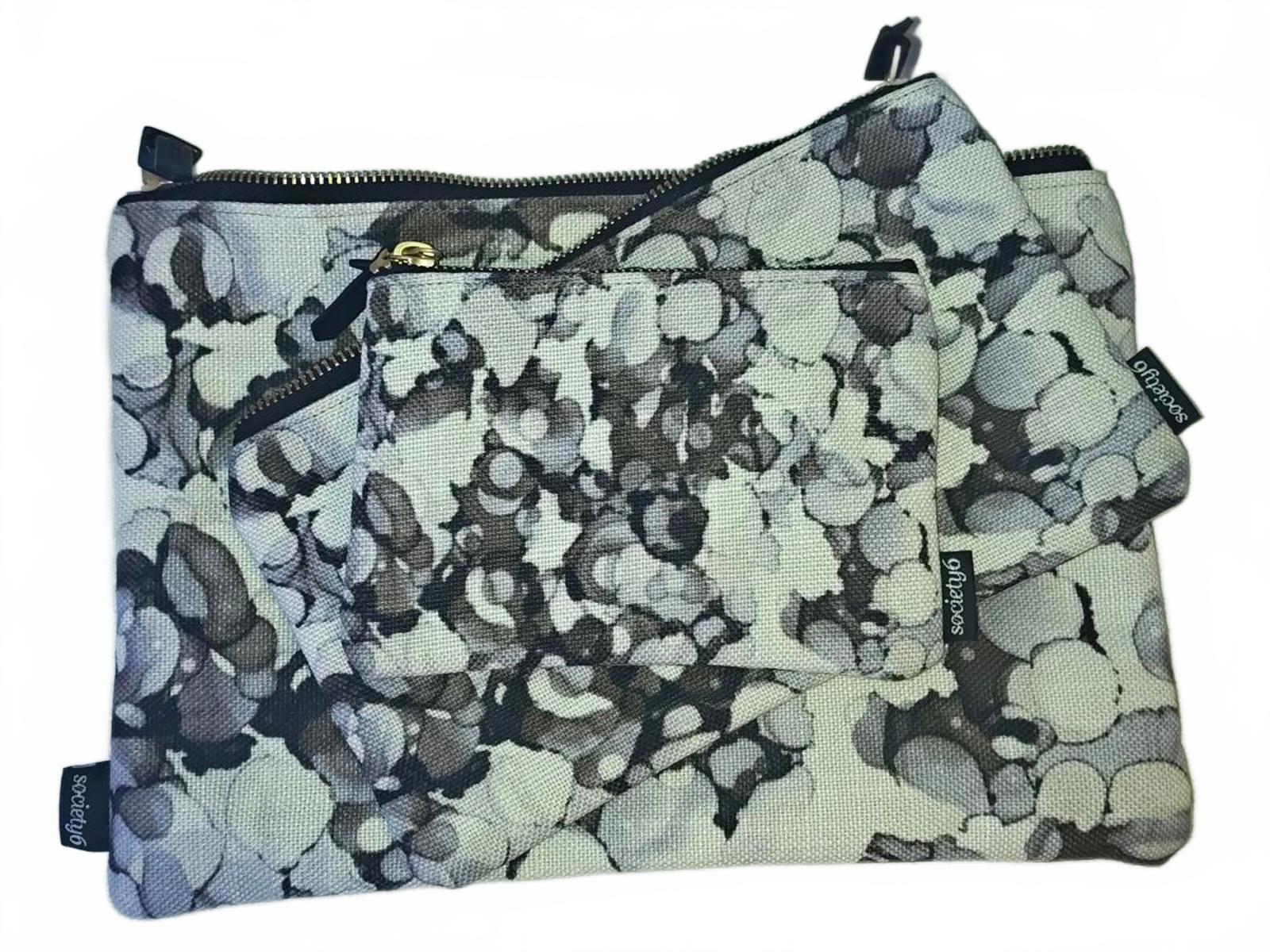 🖤 Society Bags Abstract Floral Organizer Set (3-Piece Pouch Trio)