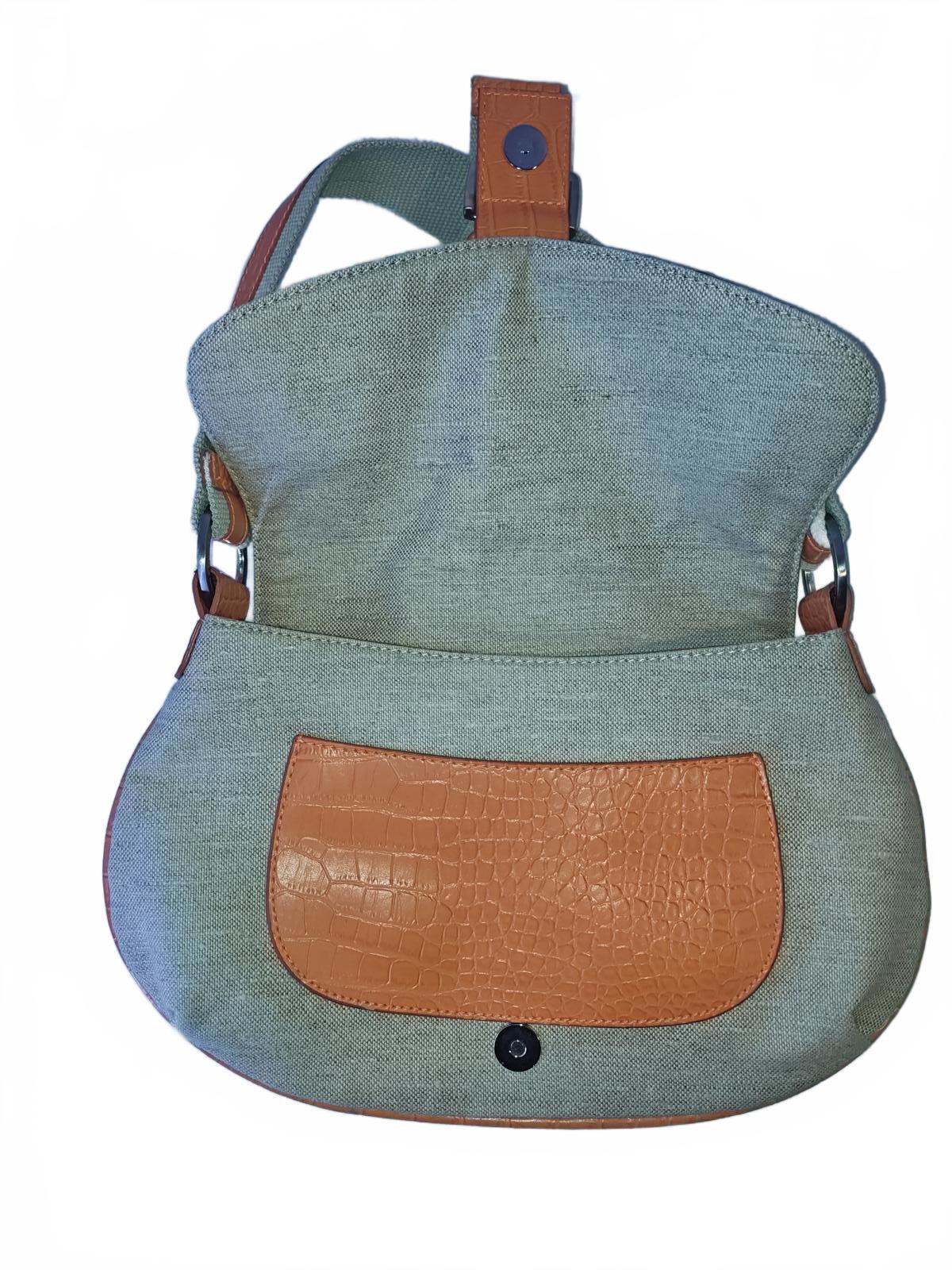 United Colors of Benetton Vintage Hobo Bag Canvas & Faux-Croc Shoulder Purse