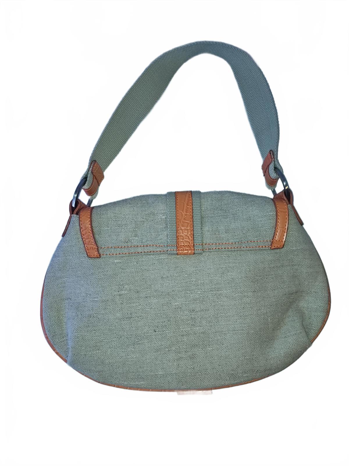 United Colors of Benetton Vintage Hobo Bag Canvas & Faux-Croc Shoulder Purse