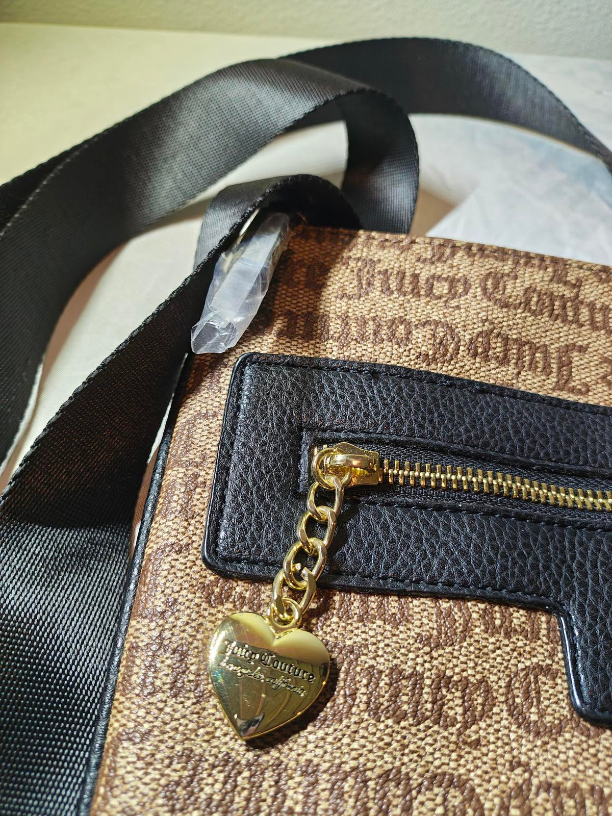 Juicy Couture Monogram Crossbody Bag with Heart Charm