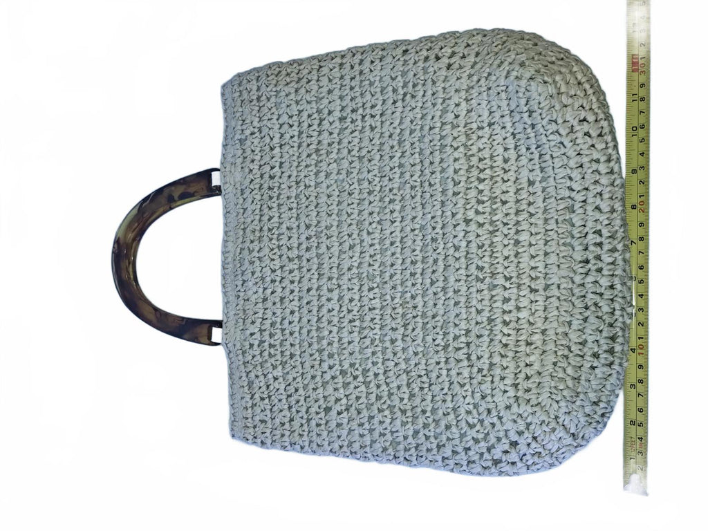 Crochet Knit Straw Tote Bag | Billabong Round Resin Handle Summer Beach Shopper