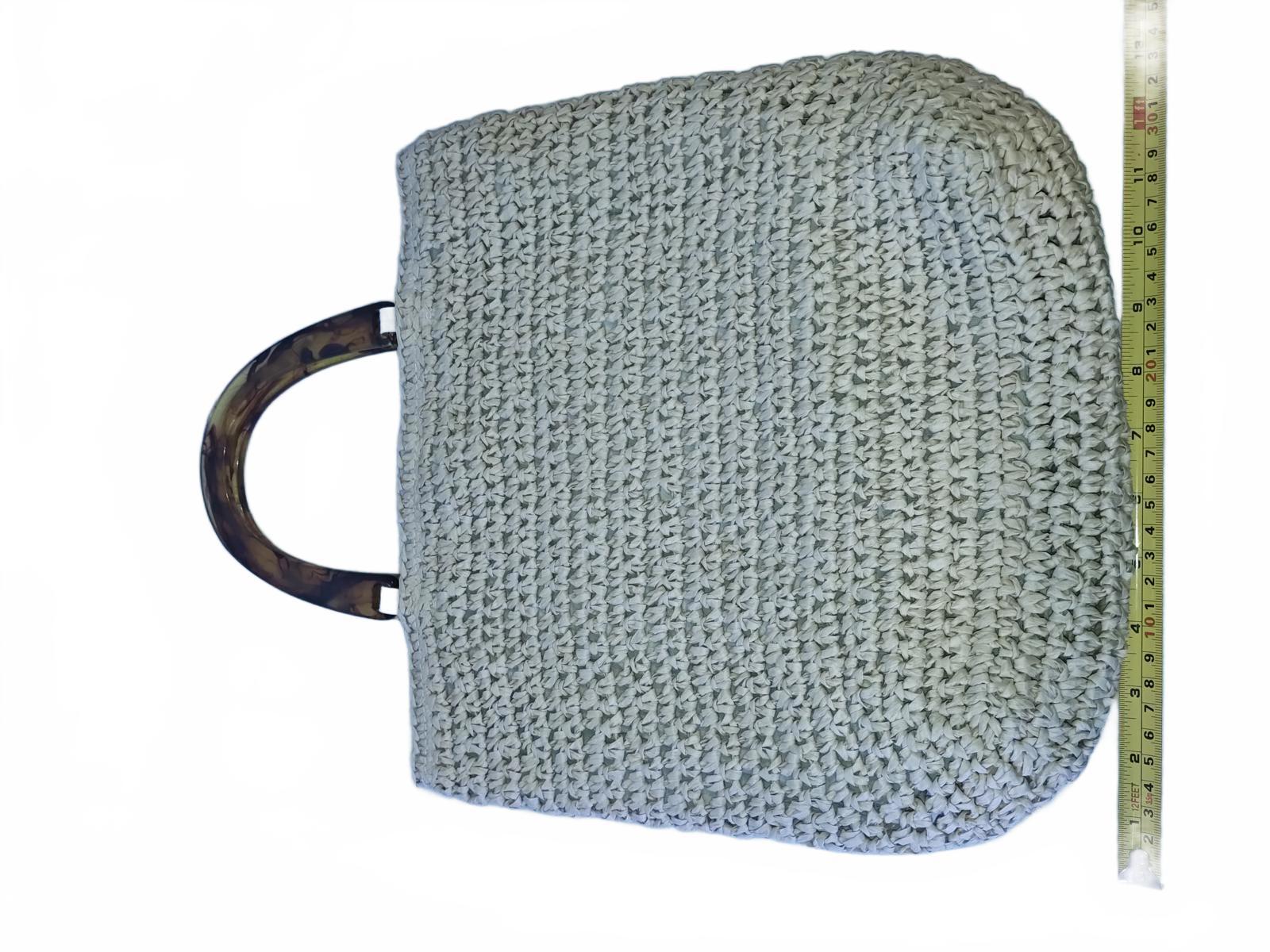 Crochet Knit Straw Tote Bag | Billabong Round Resin Handle Summer Beach Shopper