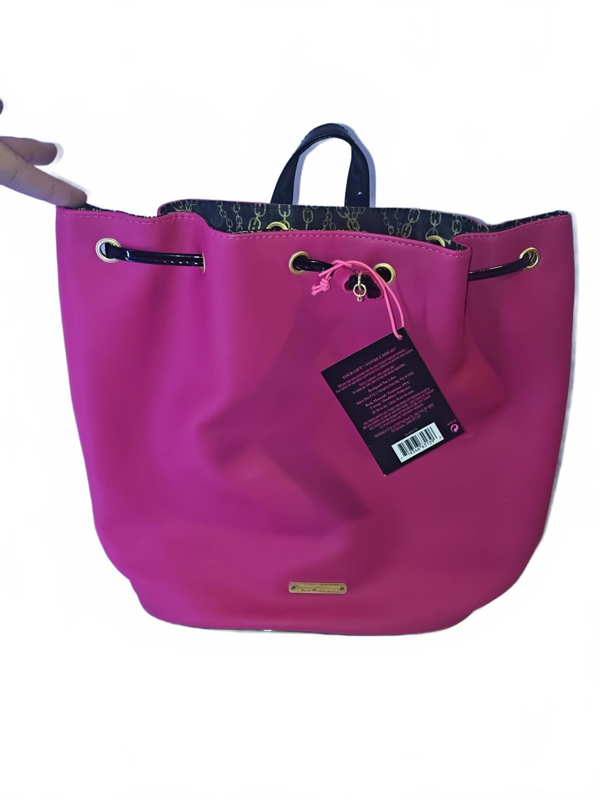 NWT Juicy Couture Hot Pink Drawstring Tote Bucket Bag Y2K Chain Lining
