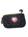 Betsey Johnson Black Sequin Coin Purse with Heart Charm