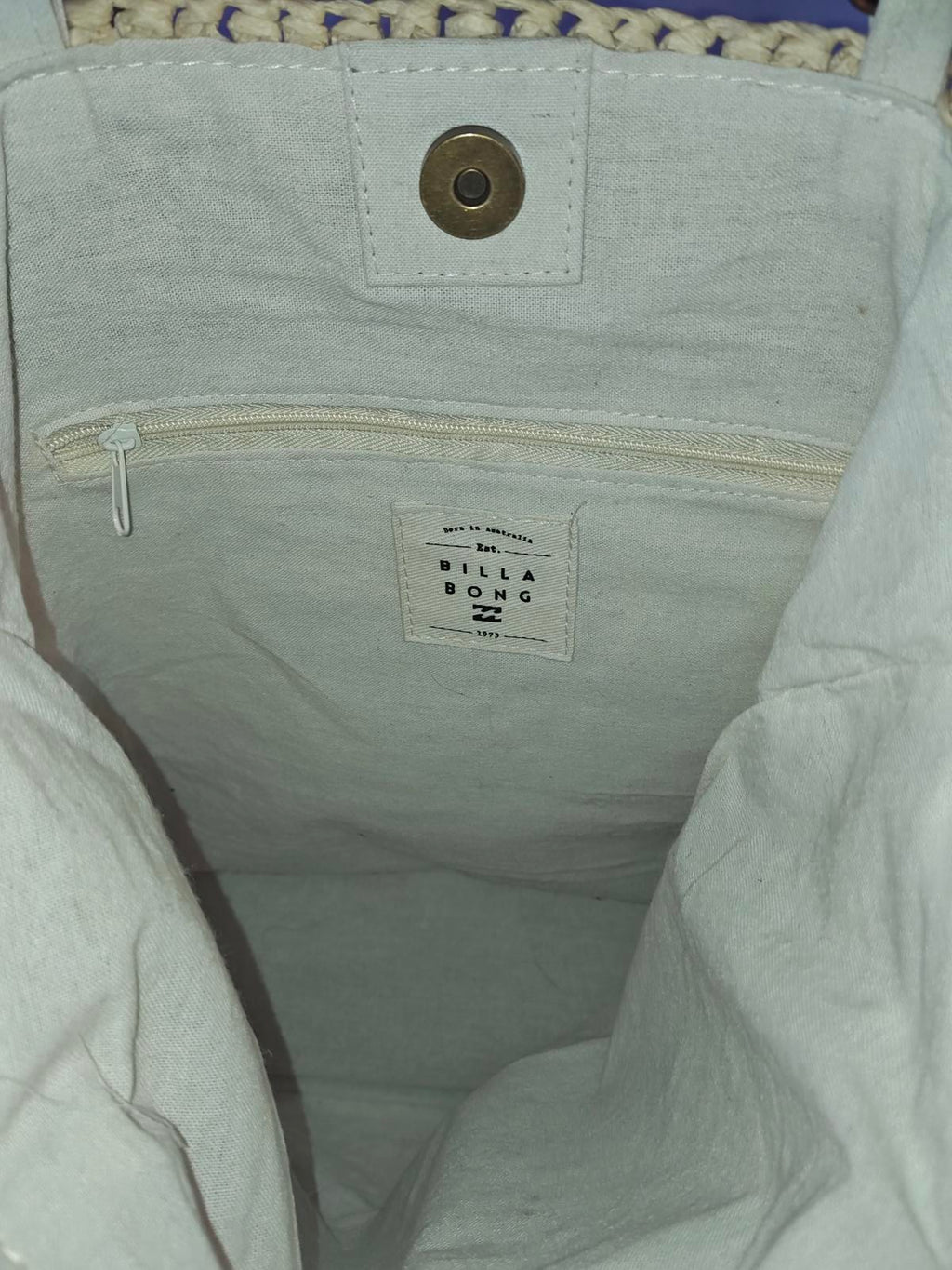 Crochet Knit Straw Tote Bag | Billabong Round Resin Handle Summer Beach Shopper