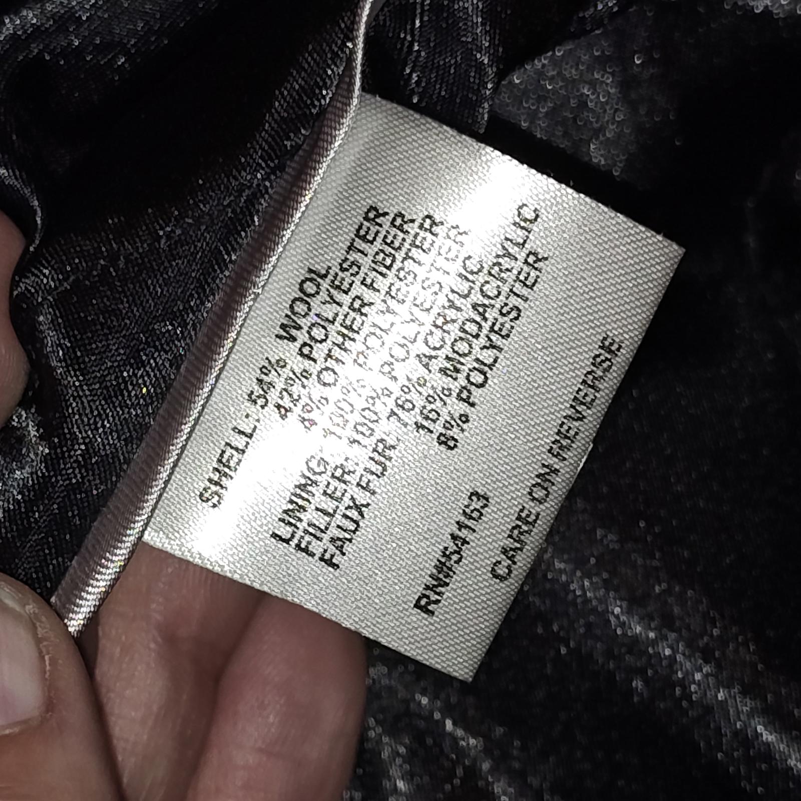 Women's Black and White Tweed Coat with Faux Fur Hood