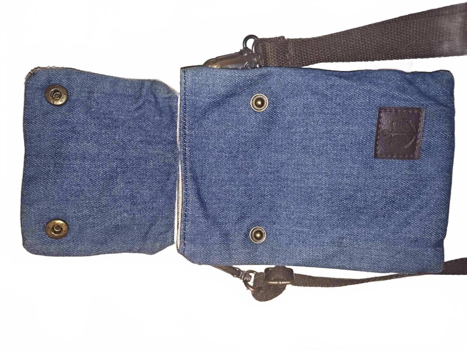 Casual Denim and Brown Fabric Crossbody Bag