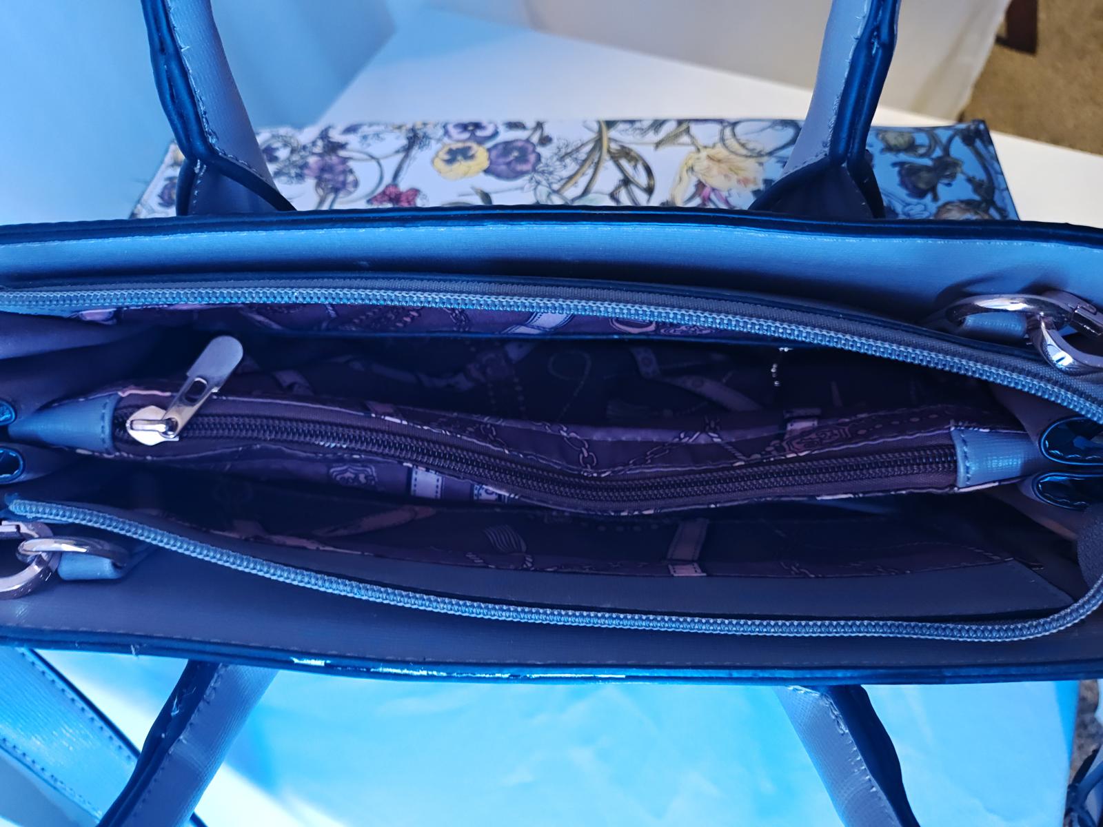 Floral Print Satchel Handbag Tote Bag Blush Trim Gold Accent Spring Summer