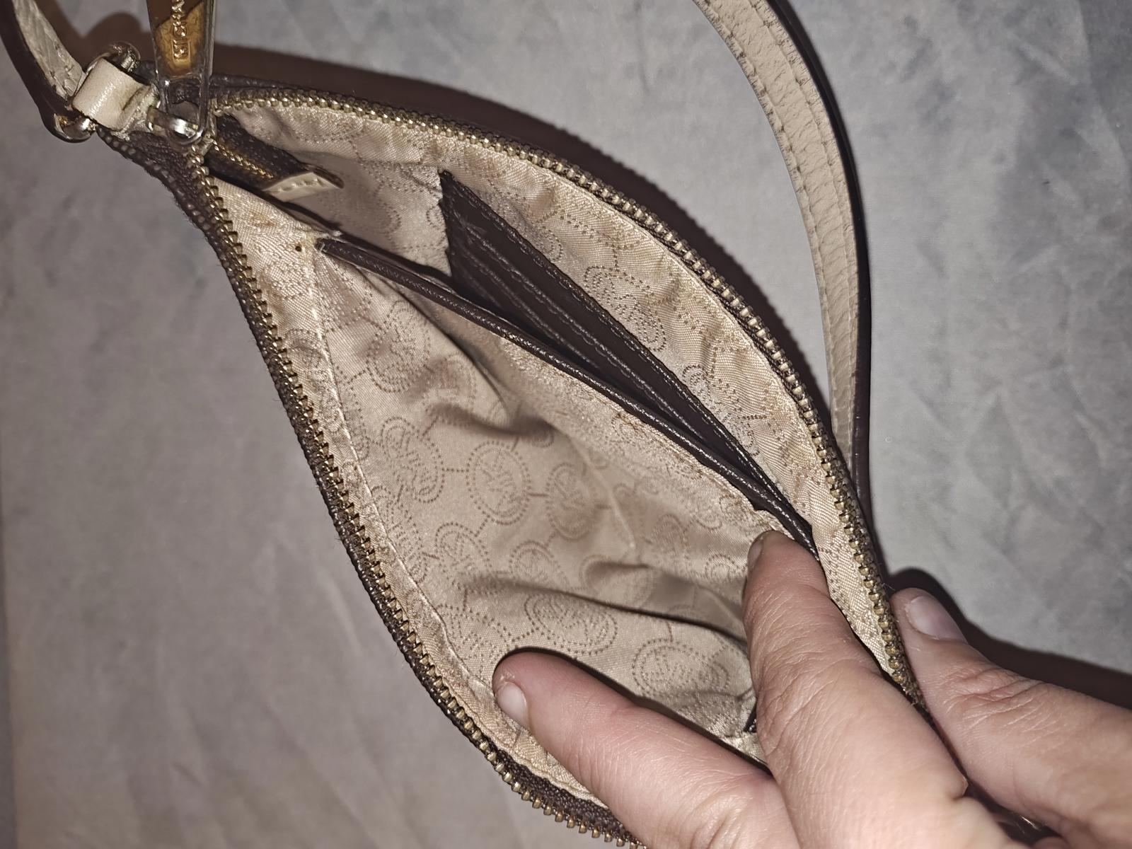 Michael Kors Signature Wristlet Pouch Brown Coated Canvas Wallet Clutch Handbag