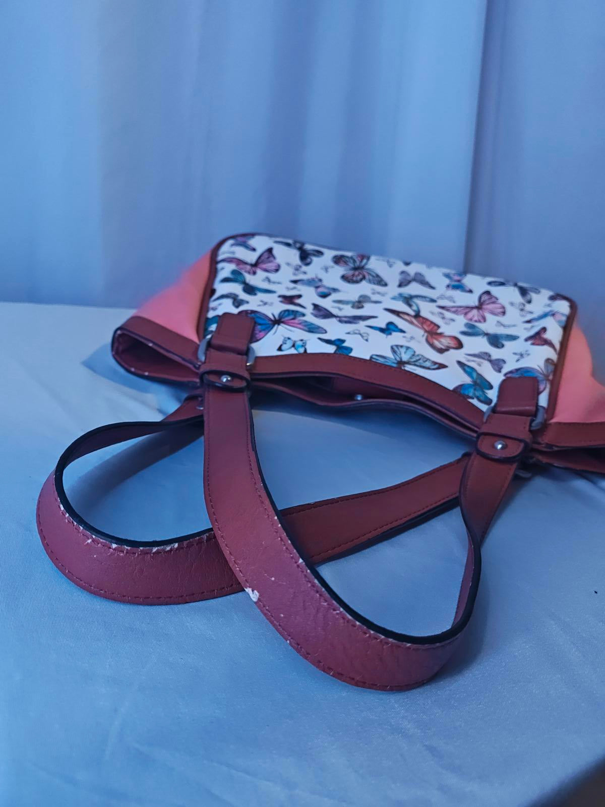 BOC Butterfly Print Tote Bag | Faux Leather Shoulder Purse