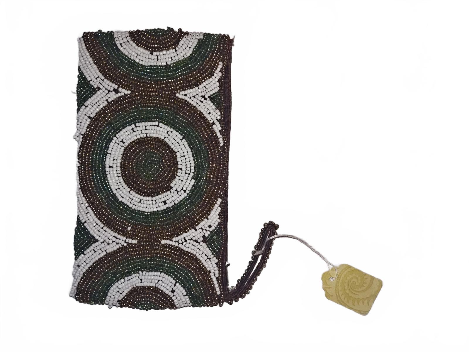 Handmade Beaded Clutch Purse with Circular Pattern