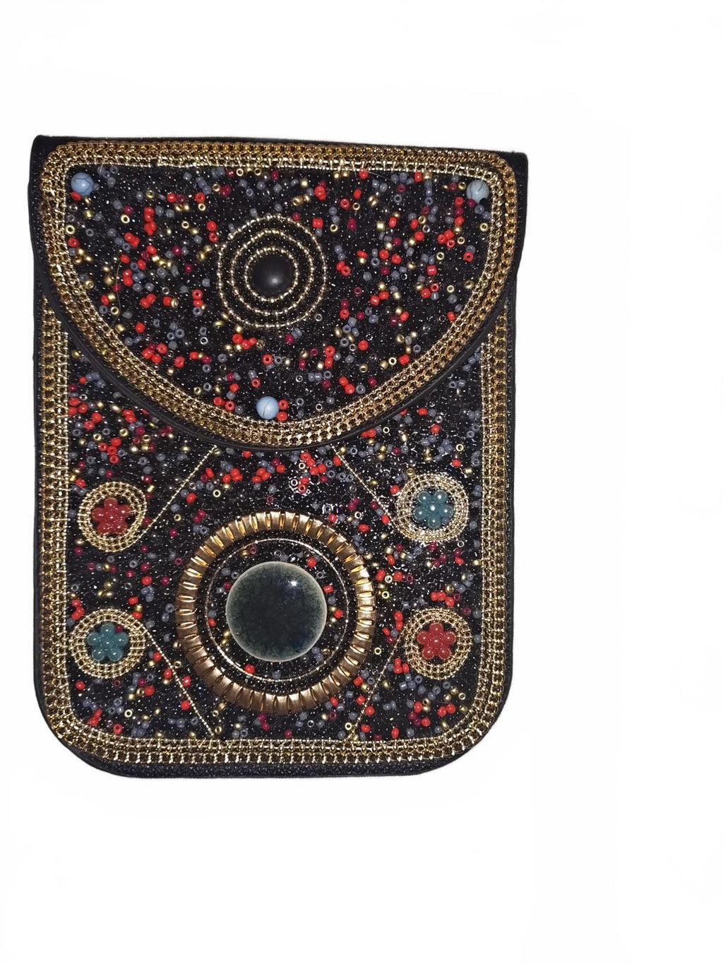 Intricately Beaded Women's Wallet with Mirror Detail