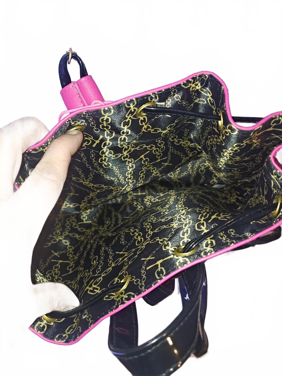 NWT Juicy Couture Hot Pink Drawstring Tote Bucket Bag Y2K Chain Lining