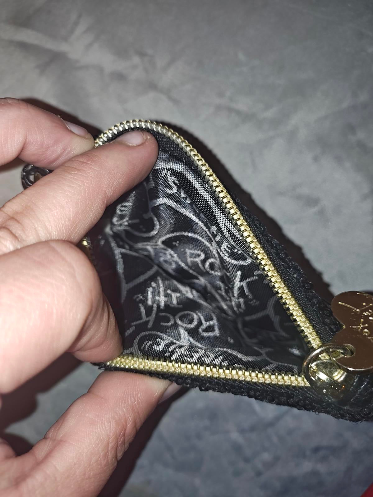 Betsey Johnson Black Sequin Coin Purse with Heart Charm