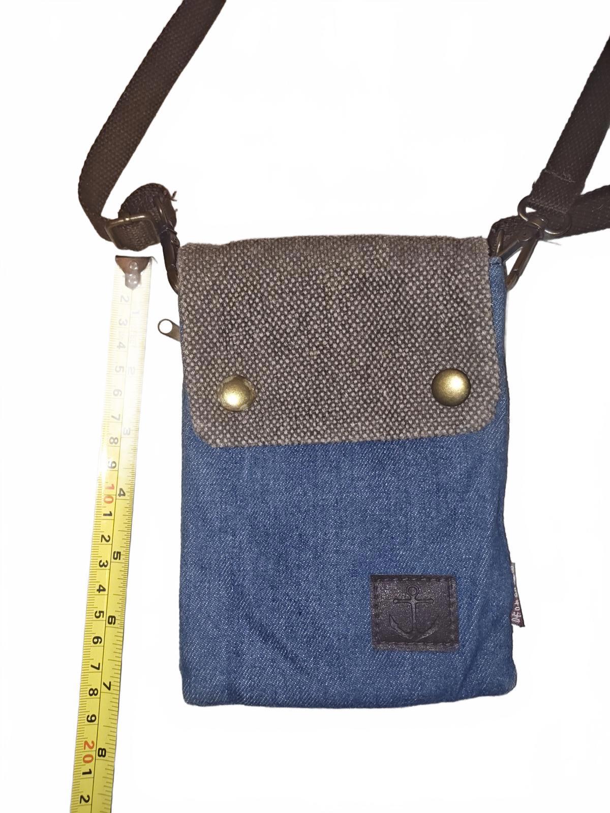 Casual Denim and Brown Fabric Crossbody Bag