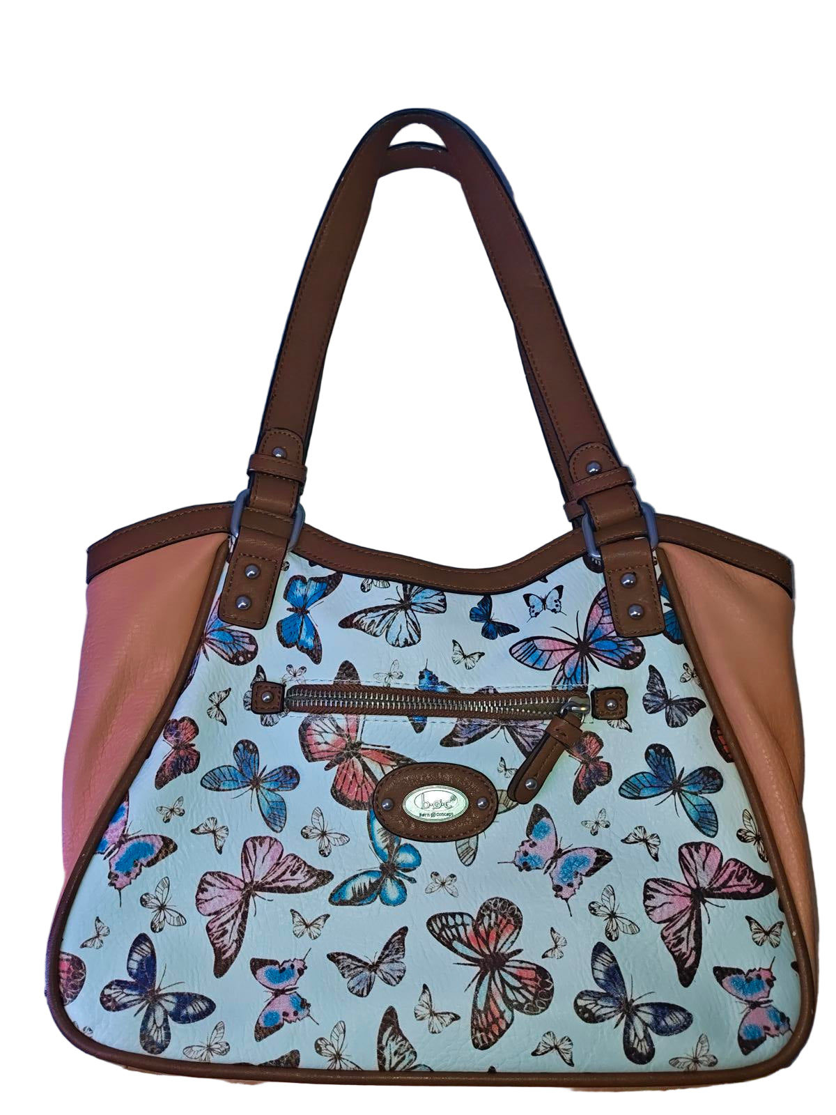 BOC Butterfly Print Tote Bag | Faux Leather Shoulder Purse