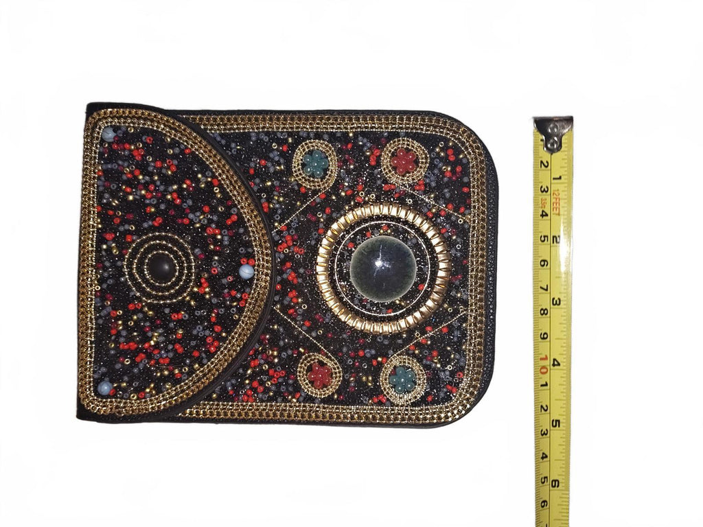 Intricately Beaded Women's Wallet with Mirror Detail