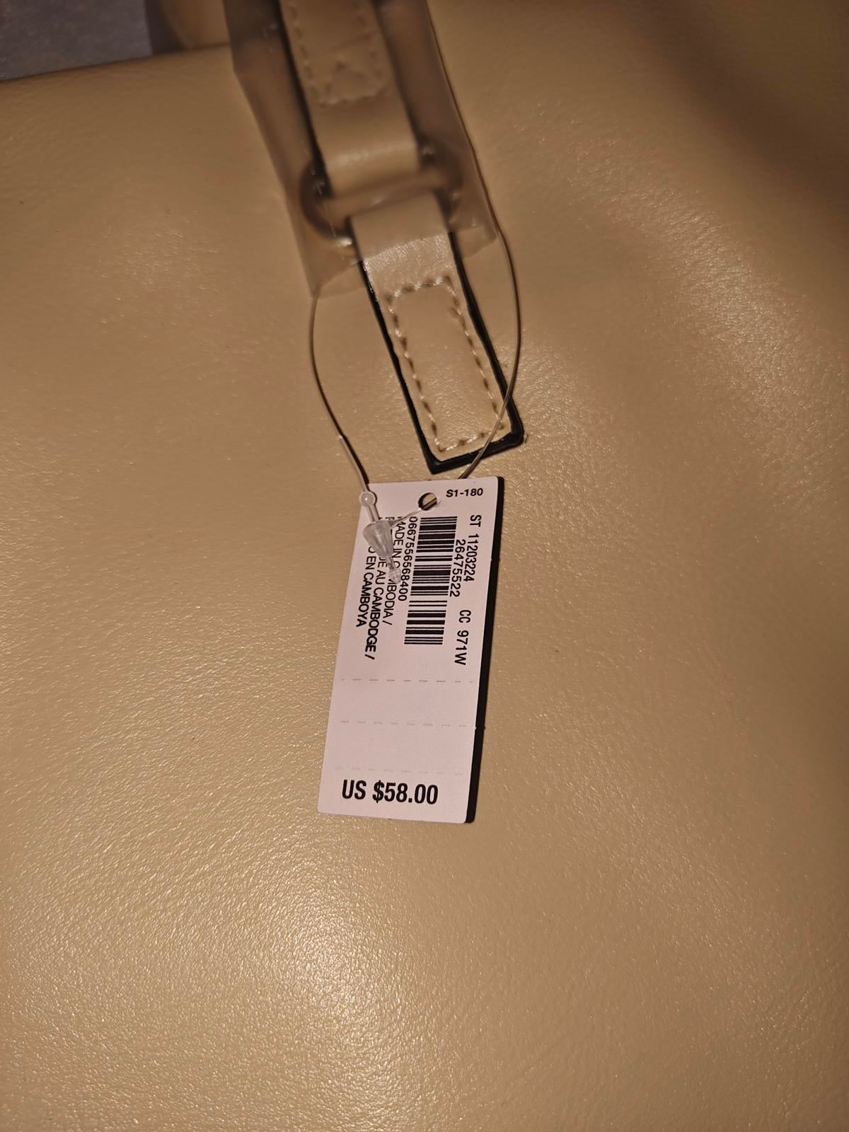 NWT Victoria's Secret Drawstring Tote Bag | Beige Faux Leather Shoulder Bag