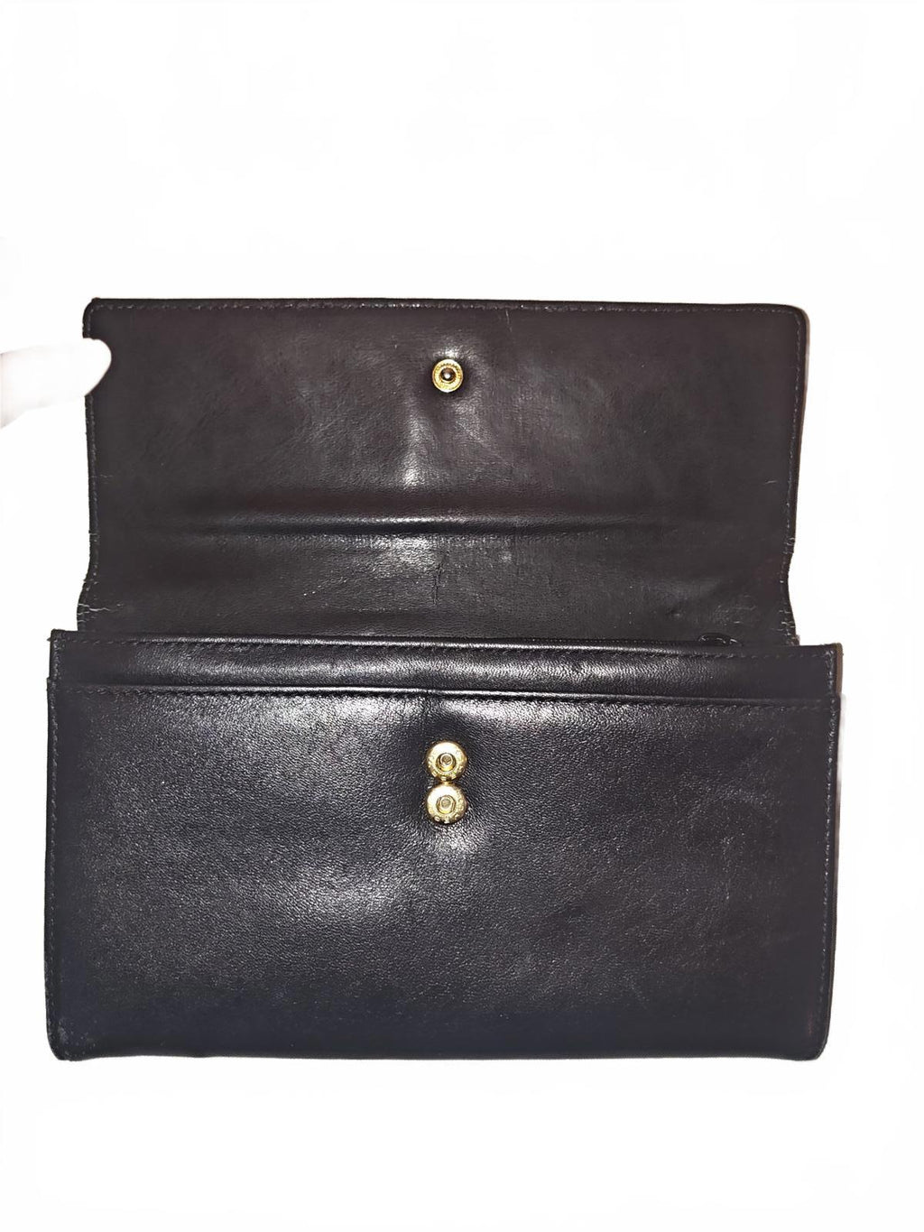 Etienne Aigner Leather Wallet with Gold Button Closure