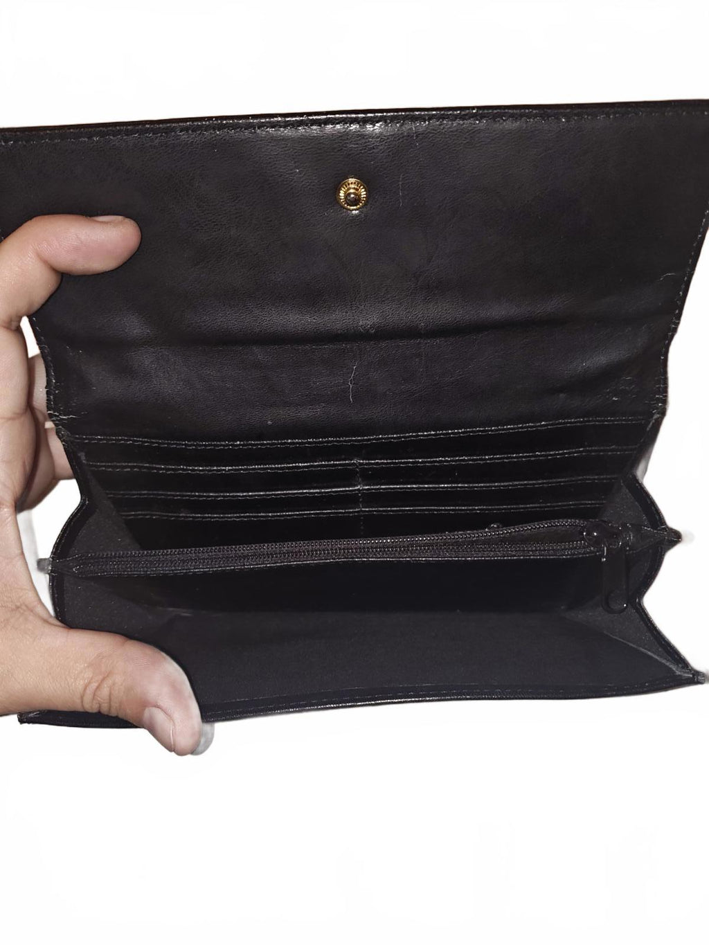 Etienne Aigner Leather Wallet with Gold Button Closure